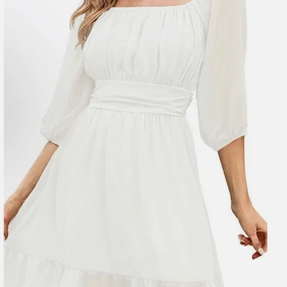 Phortric White Latern sleeve dress - Picture 3 of 7